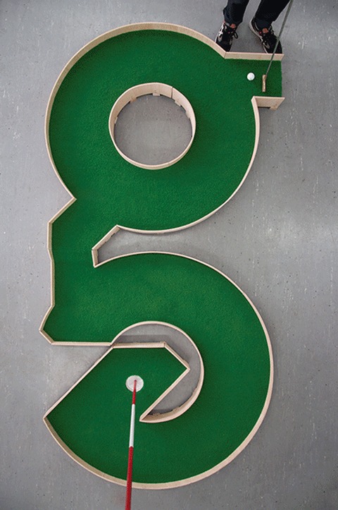 480x723 Liam Thinks! A Typographic Mini Golf Course Lets You Swing Your - Mini Golf Drawing