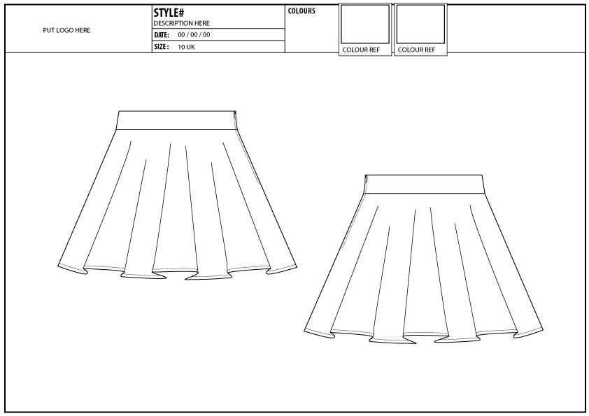 842x595 mini length, circle skirt - Mini Skirt Drawing