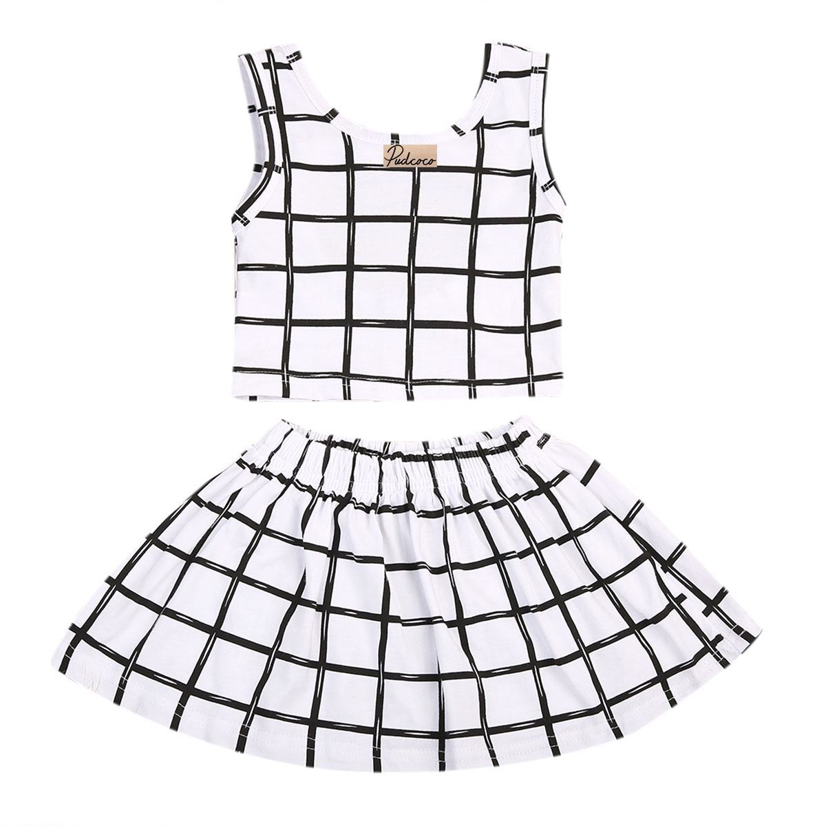1200x1200 newborn baby girls sleeveless black and white plaid t shirt tops - Mini Skirt Drawing
