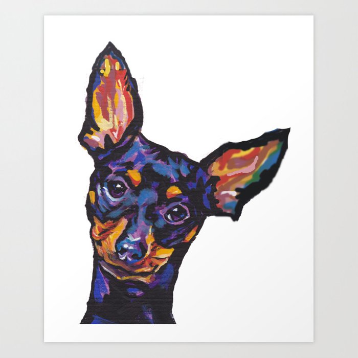 700x700 Miniature Pinscher Dog Portrait Bright Colorful Fun Pop Art Dog - Miniature Pinscher Drawing