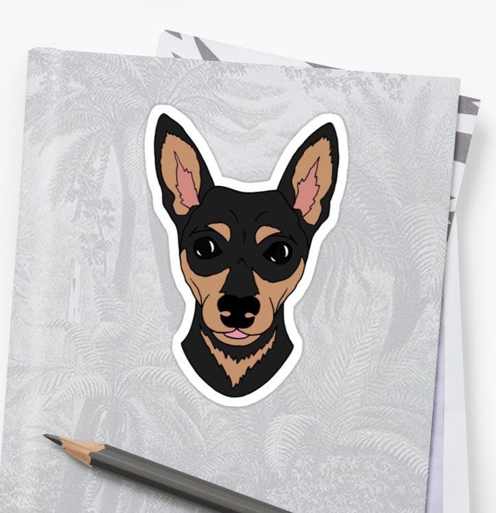 723x747 night sky art on twitter die cut sticker, bella minpin - Miniature Pinscher Drawing