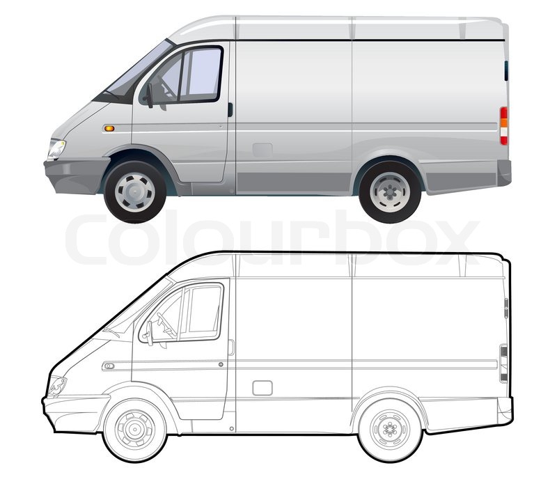 800x685 detailed vector cargo minibus isolated stock vector colourbox - Minibus Drawing