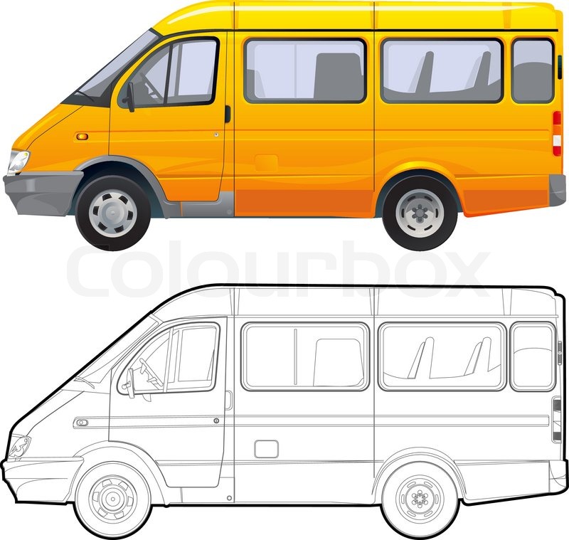 800x759 detailed vector passenger minibus stock vector colourbox - Minibus Drawing