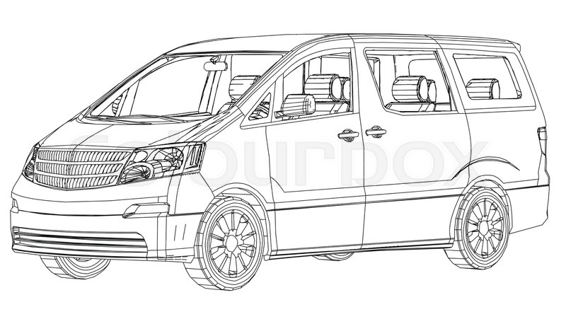 800x451 minivan, car abstract drawing stock vector colourbox - Minibus Drawing