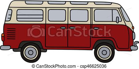 450x223 retro red minibus hand drawing of a classic red and white minibus - Minibus Drawing
