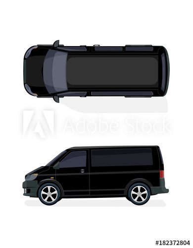 390x500 black minibus side view and top view volumetric drawing without - Minibus Drawing