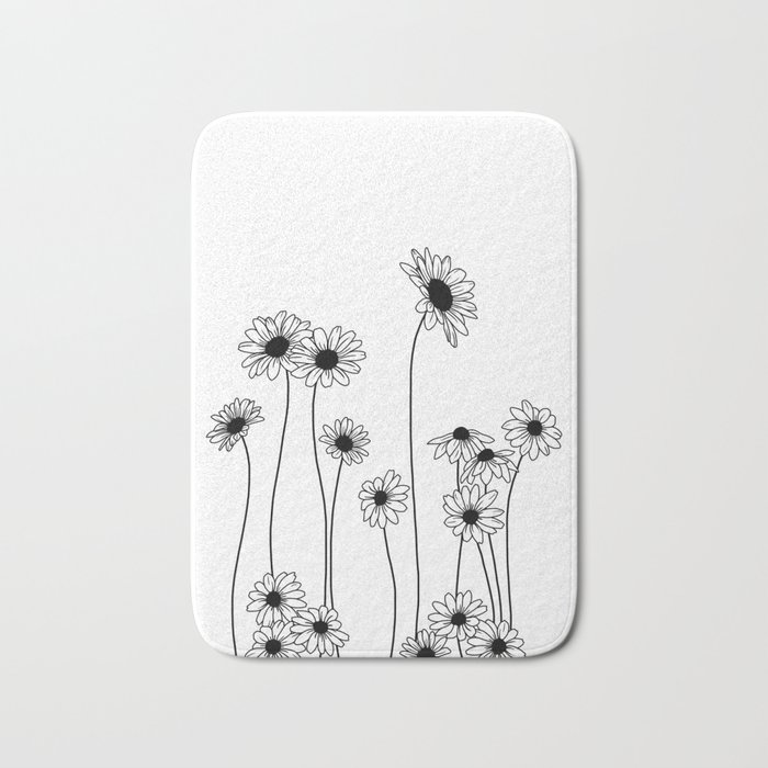 700x700 minimal line drawing of daisy flowers bath mat - Minimalist Flower Drawing