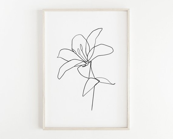 570x458 minimalist flower drawing botanical drawing abstract flower etsy - Minimalist Flower Drawing