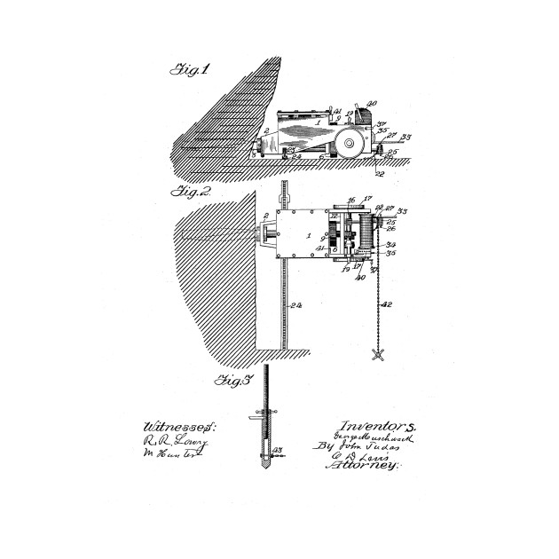 630x630 Coal Mining Machine Vintage Patent Hand Drawing - Mining Drawing