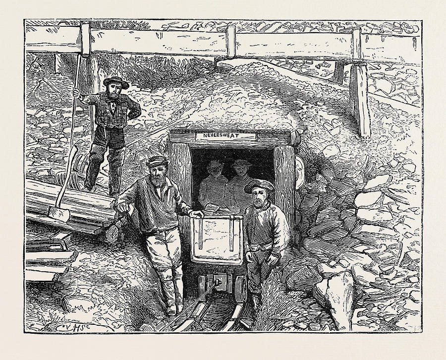 900x726 mining tunnel, williams creek, cariboo drawing - Mining Drawing