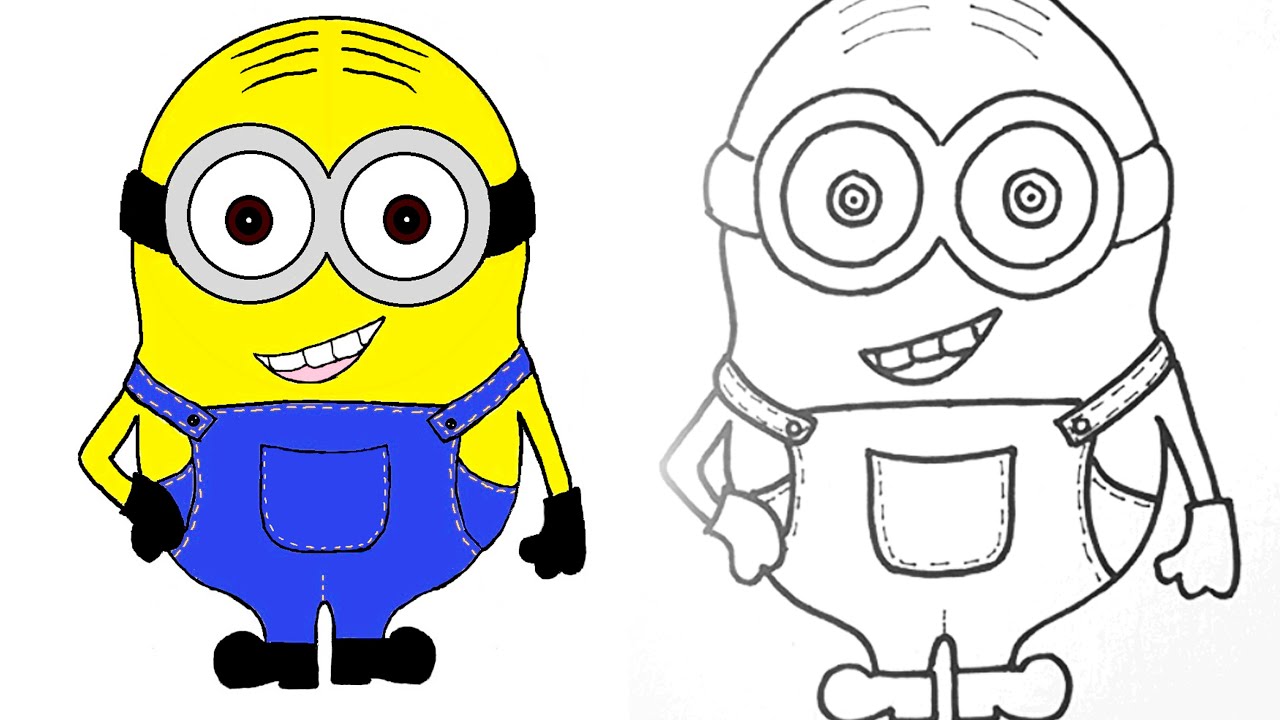 1280x720 minion how to draw and color a minion step - Minion Cartoon Drawing