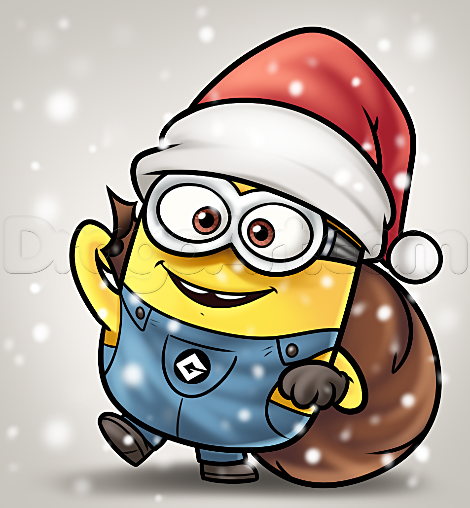 953x1030 how to draw a christmas minion how to draw christmas drawing - Minion Cartoon Drawing