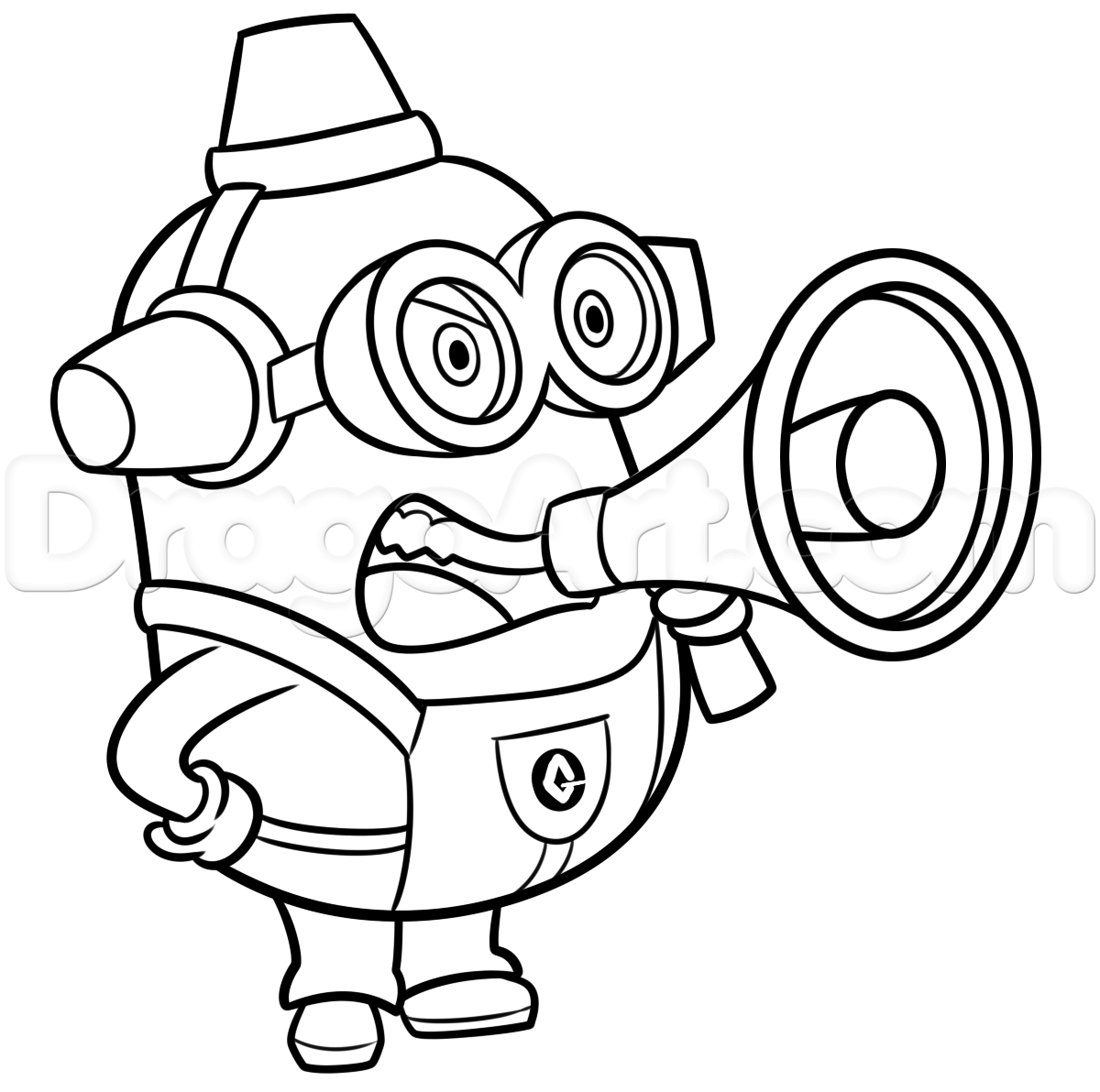 1200x1192 How To Draw Carl The Fireman Minion, Step - Minion Drawing