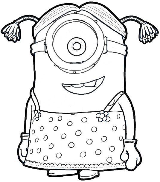 535x611 How To Draw Stuart The Minion Dressed As A Girl From Despicable Me - Minion Drawing