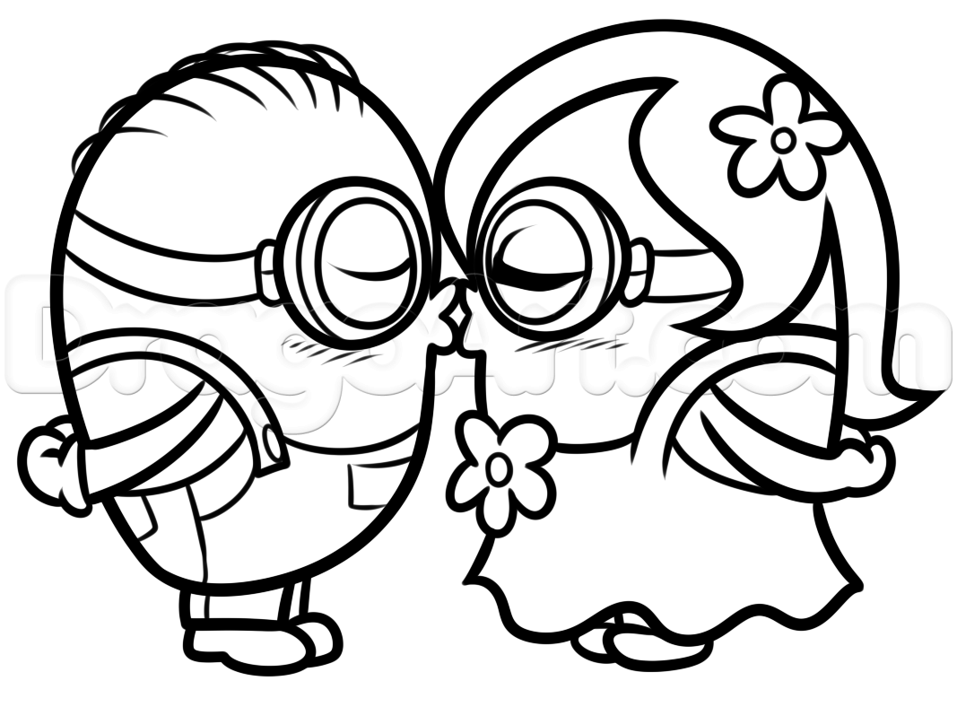 1067x788 How To Draw Valentine Minions, Step - Minion Drawing