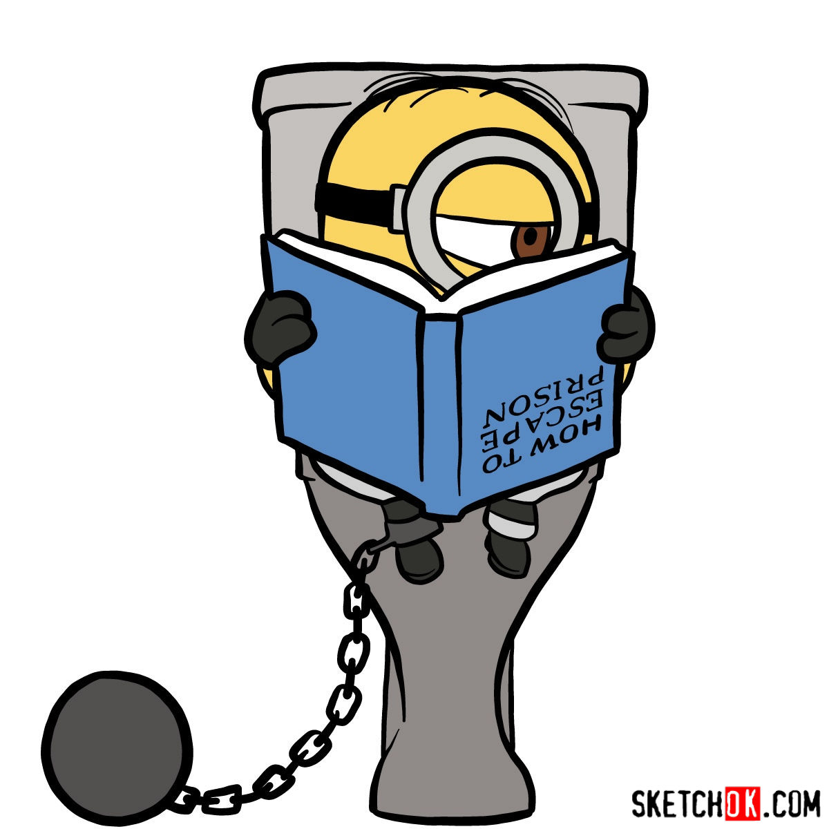 1200x1200 how to draw minion trying to escape the prison - Minion Drawing
