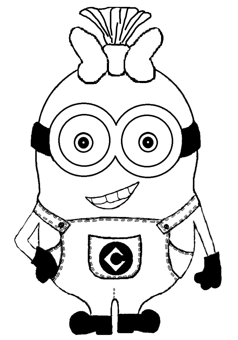795x1134 Minions Drawing Minion Clipart Black And White - Minion Drawing