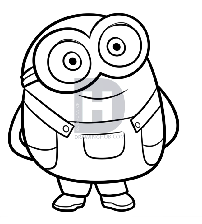 650x720 How To Draw Bob From Minions, Step - Minion Drawing