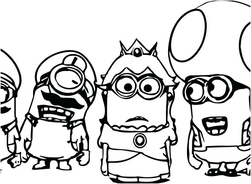 827x609 Minions Coloring - Minion Drawing Bob