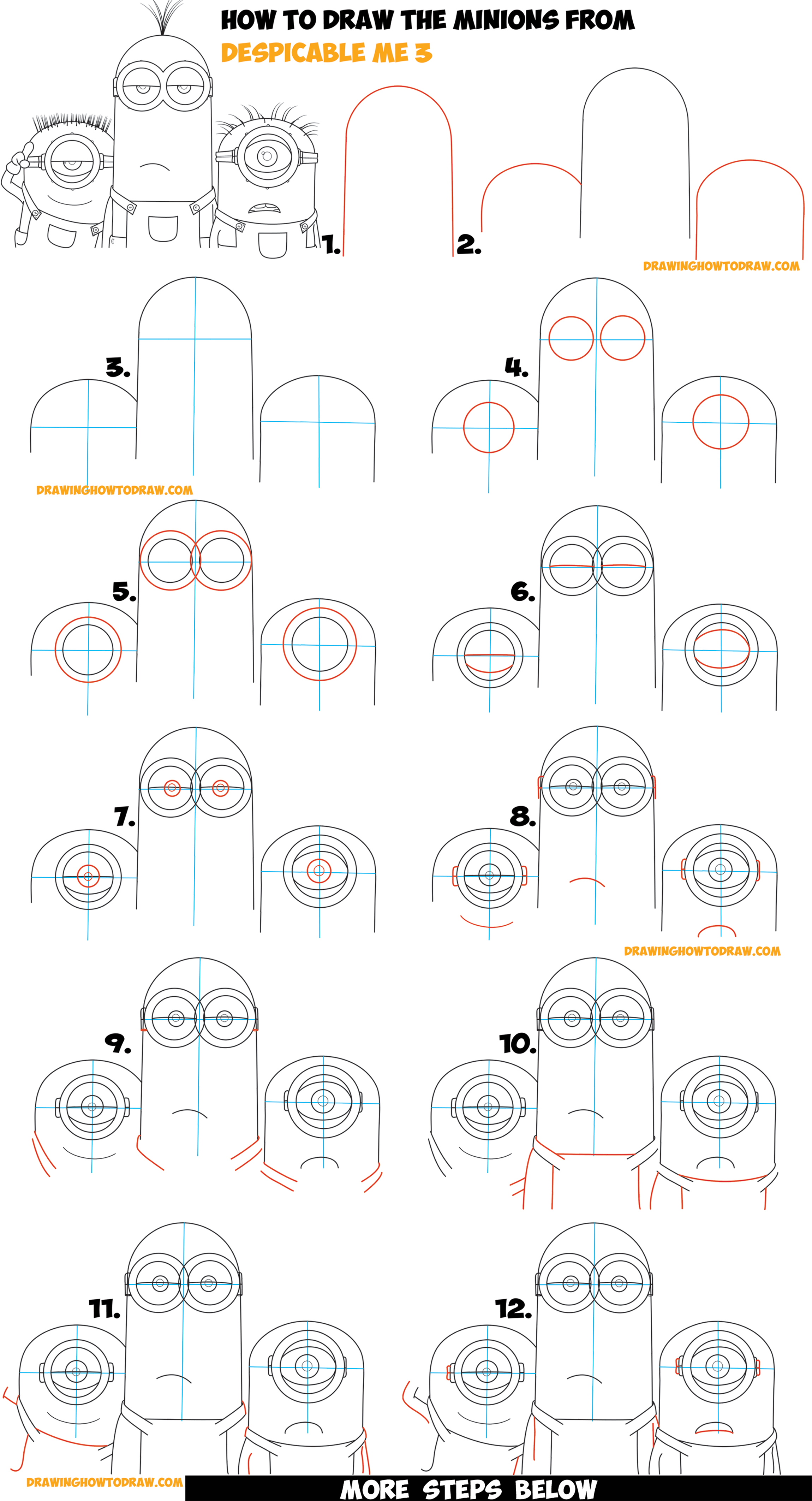2300x4250 How To Draw The Minions From Despicable Me Easy Step - Minion Drawing Easy
