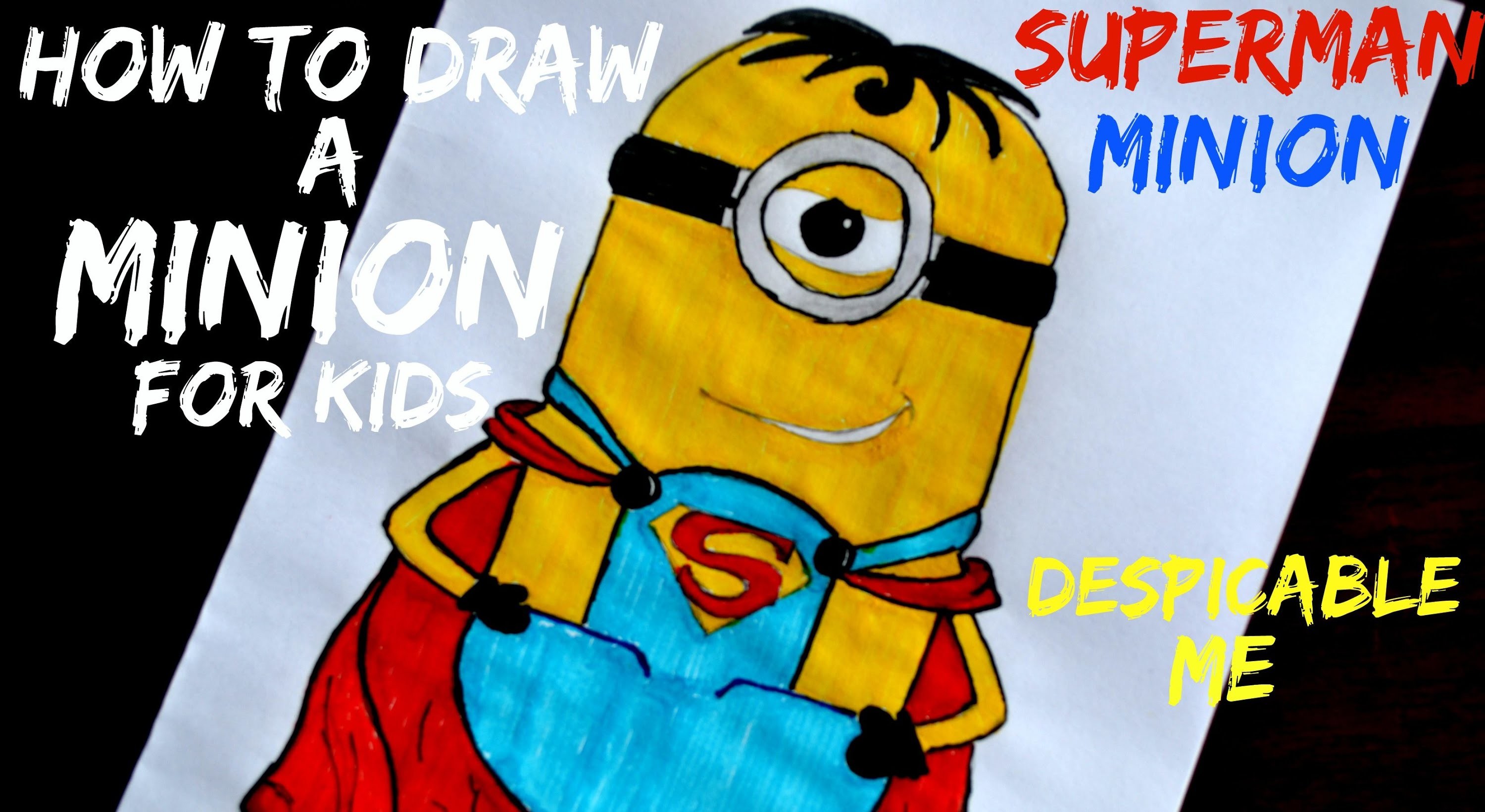 3000x1641 Drawing A Superman Minion For Your Kids - Minion Drawing For Kids