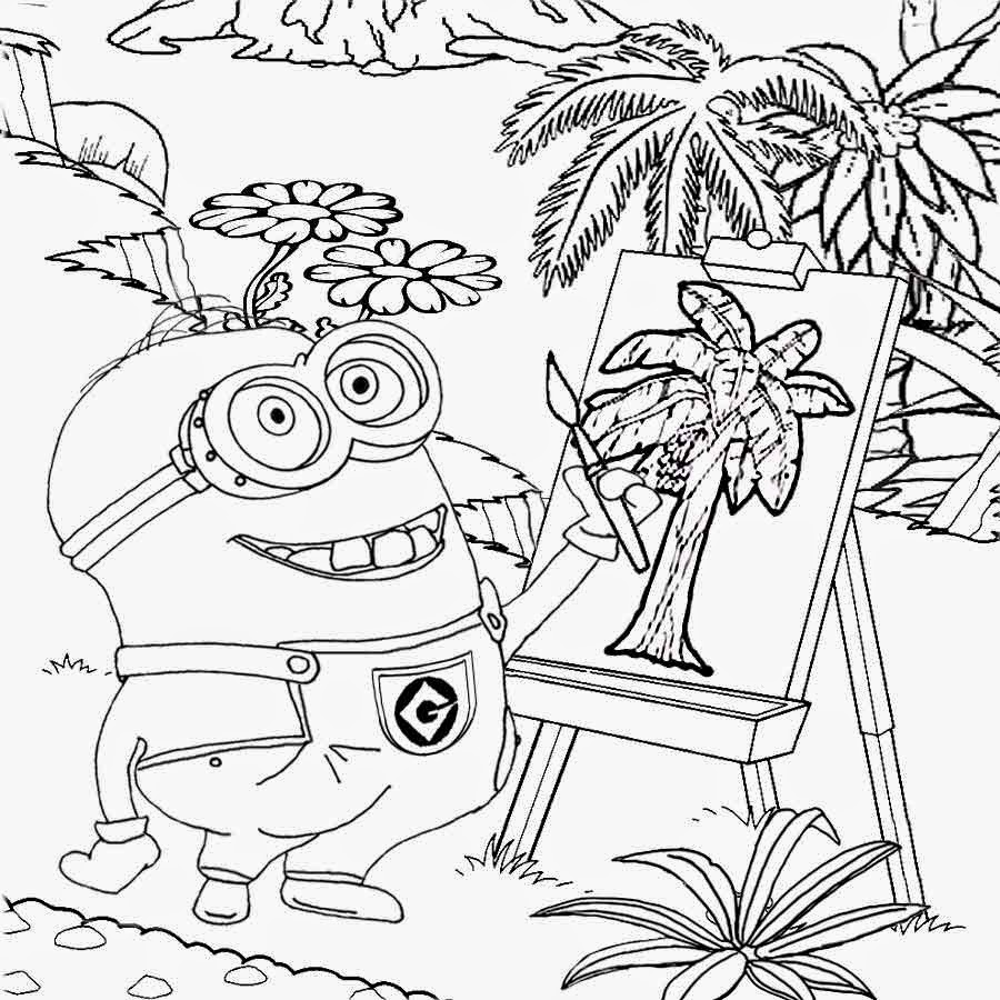 900x900 coloring sheets for kids to print minions costume drawing clipart - Minion Drawing For Kids
