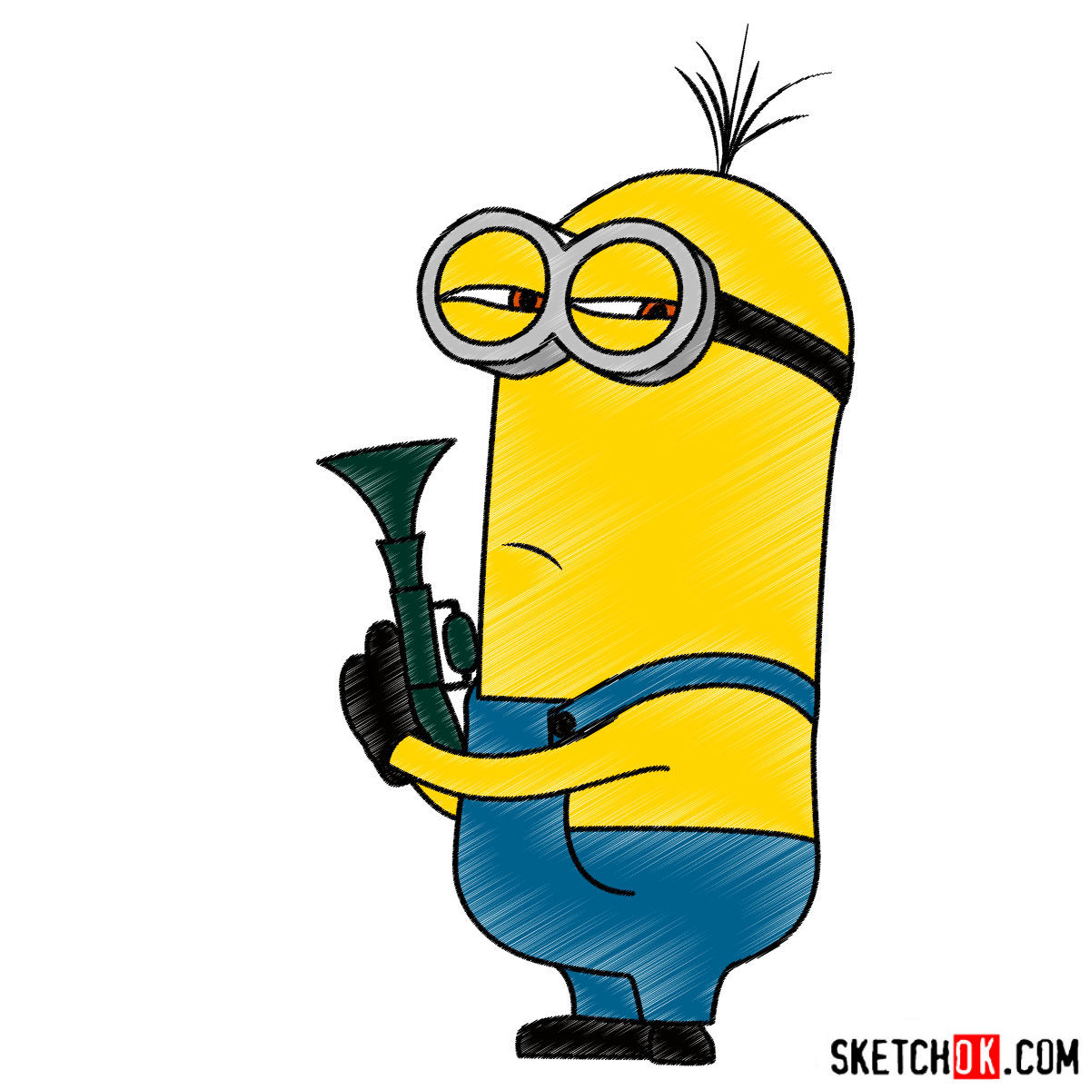 1200x1200 How To Draw Minion Kevin With A Gun - Minion Drawing Step By Step