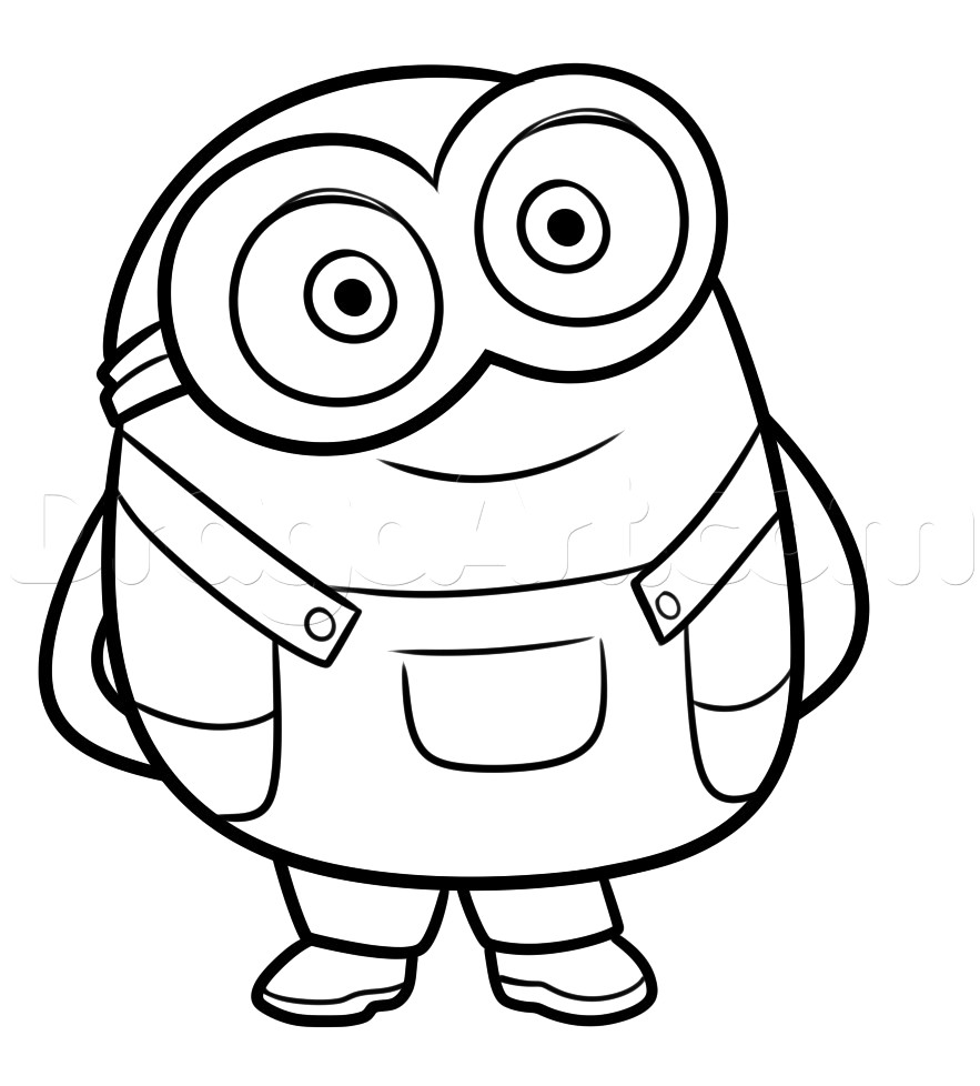 883x978 How To Draw Bob From Minions Step Bobs - Minion Drawing Step By Step