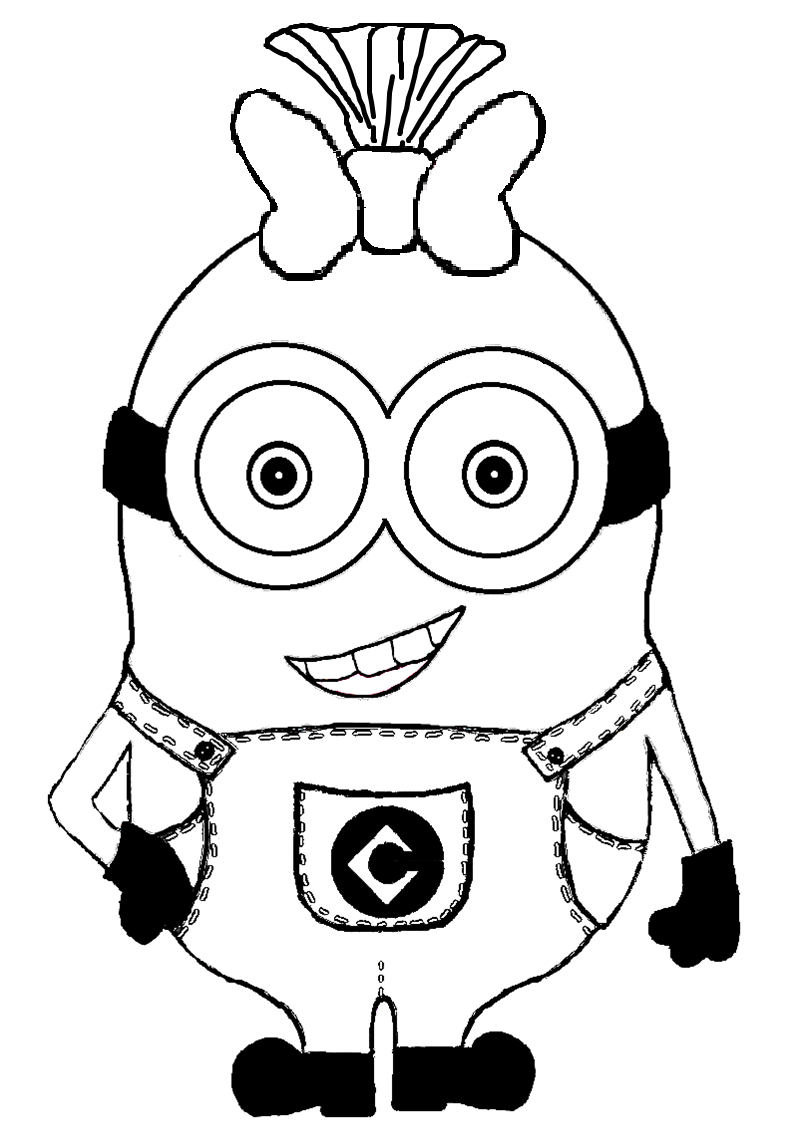 795x1134 Minions Drawing Female For Free Download - Minion Drawing Template