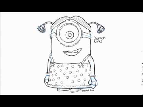 480x360 how to draw stuart the minion dressed as a girl - Minion Girl Drawing