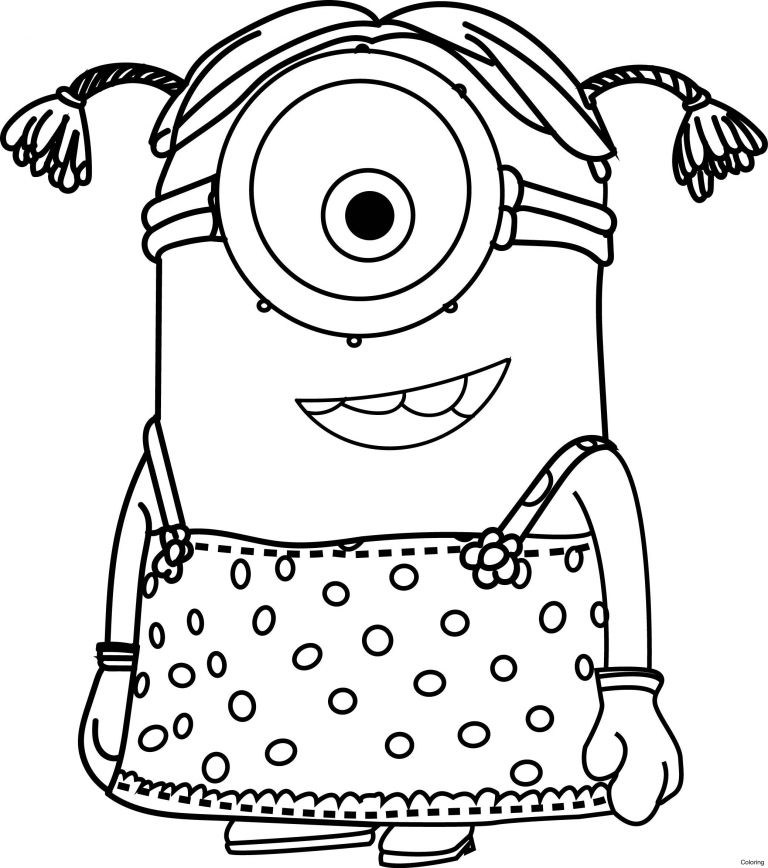 768x868 minions coloring pages to print unique minion girl drawing - Minion Girl Drawing