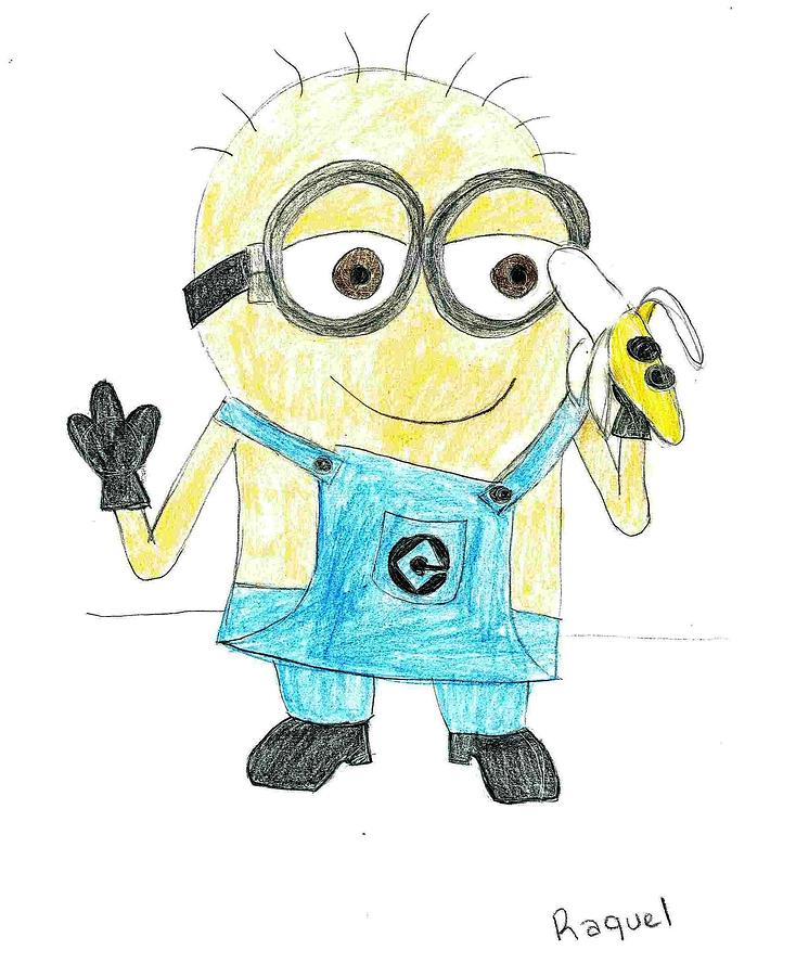 734x900 minions love bananas drawing - Minions Drawing Banana