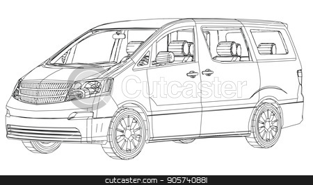 450x267 Minivan, Car Abstract Drawing Wire Frame Format Vector - Minivan Drawing