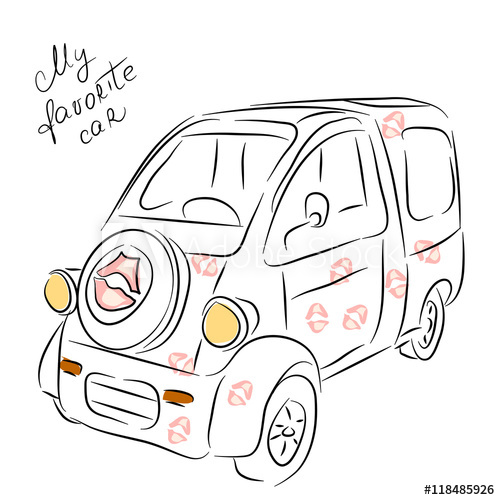 500x500 Minivan Car Sketch Vector Freehand Drawing - Minivan Drawing