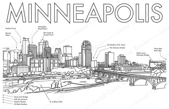 570x369 Minneapolis Skyline - Minneapolis Skyline Drawing
