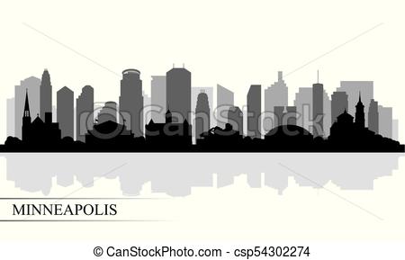 450x289 minneapolis city skyline silhouette background, vector illustration - Minneapolis Skyline Drawing