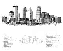 211x171 twin cities art gallery in pen and ink - Minneapolis Skyline Drawing