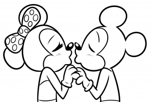 302x202 How To Draw Minnie And Mickey Kissing, Step - Minnie Drawing