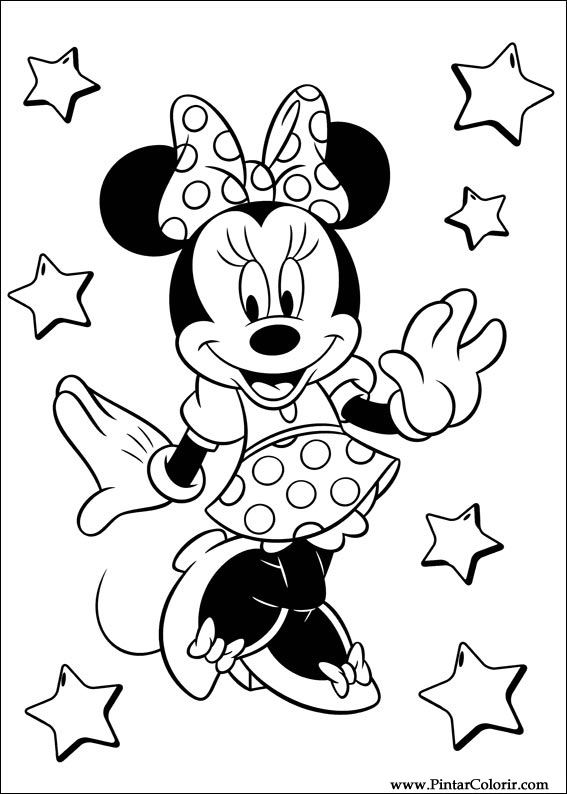 567x794 Drawings To Paint Colour Minnie - Minnie Drawing