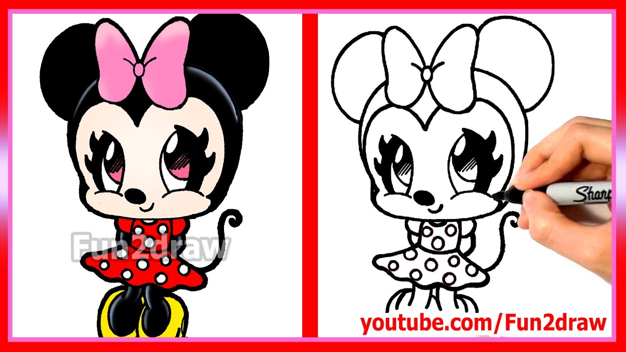 1280x720 How To Draw Minnie Mouse Cute + Easy - Minnie Mouse Cartoon Drawing