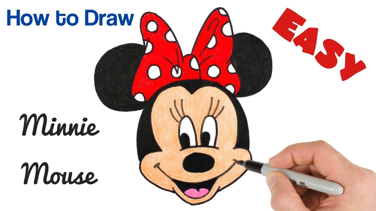 1280x720 How To Draw Minnie Mouse For Kids Cartoon Drawing - Minnie Mouse Cartoon Drawing