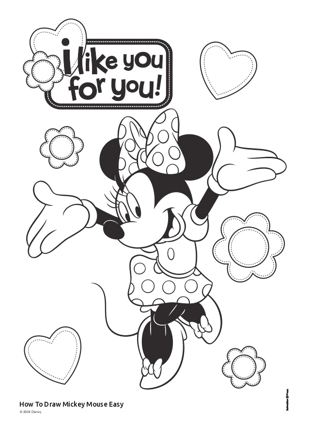 638x882 Easy To Draw Elephant Face How To Draw Mickey Mouse Easy Minnie - Minnie Mouse Drawing
