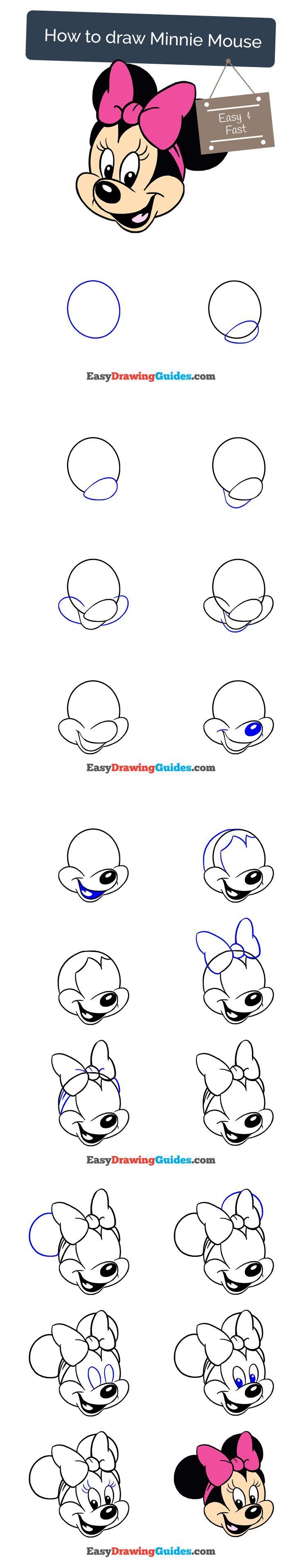 736x3810 easy steps to draw minnie mouse with how to draw minnie mouse - Minnie Mouse Drawing Pictures