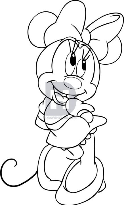 437x720 How To Draw Minnie Mouse, Step - Minnie Mouse Drawing Pictures