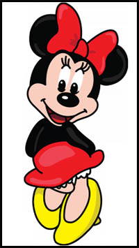 200x355 How To Draw Mickey Mouse Clubhouse Cartoon Characters Drawing - Minnie Mouse Drawing Step By Step