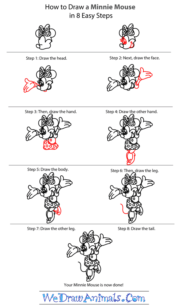 600x1008 How To Draw Minnie Mouse - Minnie Mouse Drawing Step By Step
