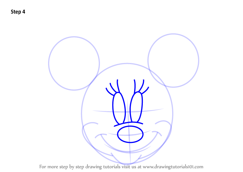 844x598 Learn How To Draw Minnie Mouse Face From Mickey Mouse Clubhouse - Minnie Mouse Face Drawing