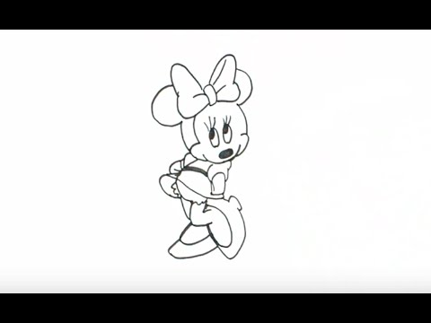 480x360 How To Draw Minnie Mouse - Minnie Mouse Line Drawing