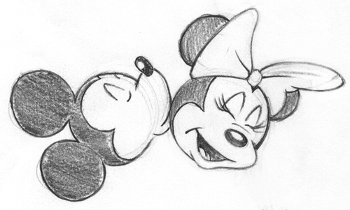 500x301 The Voice Of Mickey Mouse - Minnie Mouse Pencil Drawing