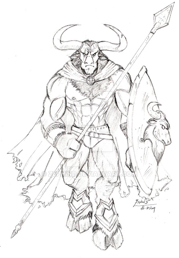 600x862 minotaur image drawing drawing skill - Minotaur Drawing